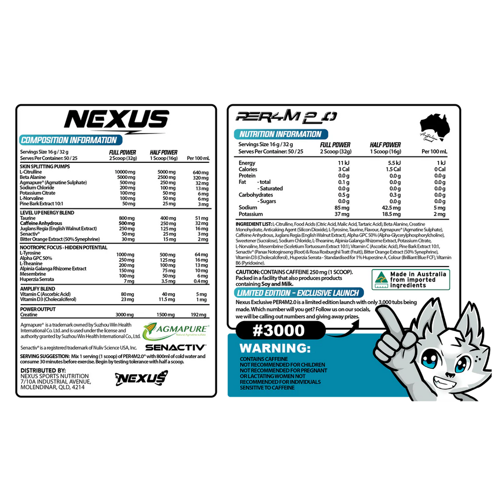 Nexus Per4m 2.0 Pre-Workout (50 Serves)