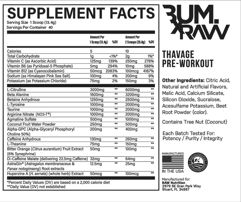RAW Nutrition Cbum Thavage Pre Workout (40 Serves) - CLEARANCE